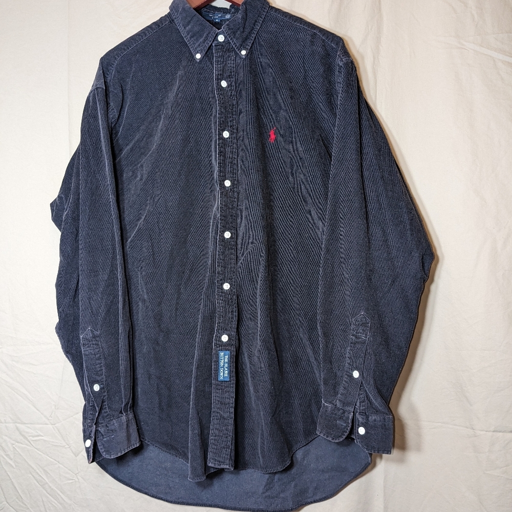 Polo Ralph Lauren Vtg Blaire Button Mens L Down Corduroy Shirt Brown Long Sleeve
